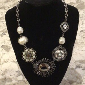 Chico's Silver and Pearl Statement Necklace